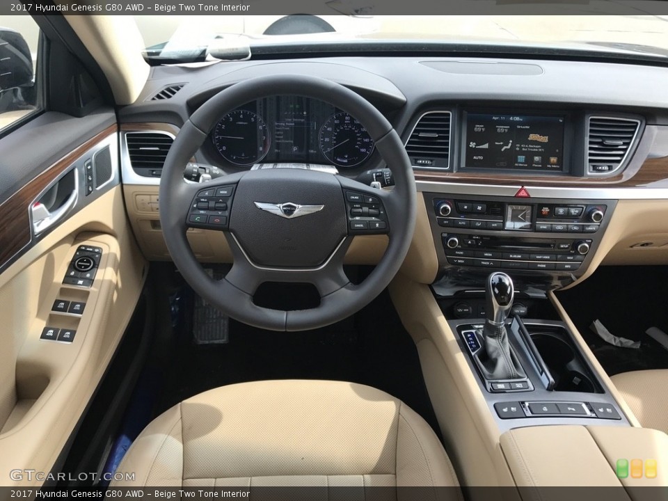 Beige Two Tone Interior Dashboard for the 2017 Hyundai Genesis G80 AWD #119824748