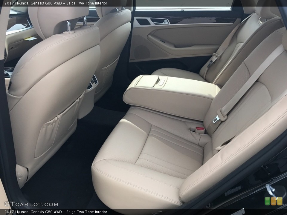 Beige Two Tone Interior Rear Seat for the 2017 Hyundai Genesis G80 AWD #119824775