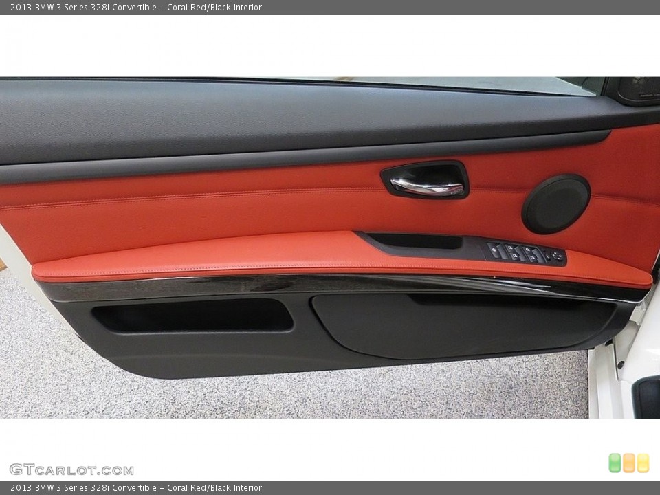 Coral Red/Black Interior Door Panel for the 2013 BMW 3 Series 328i Convertible #119979880