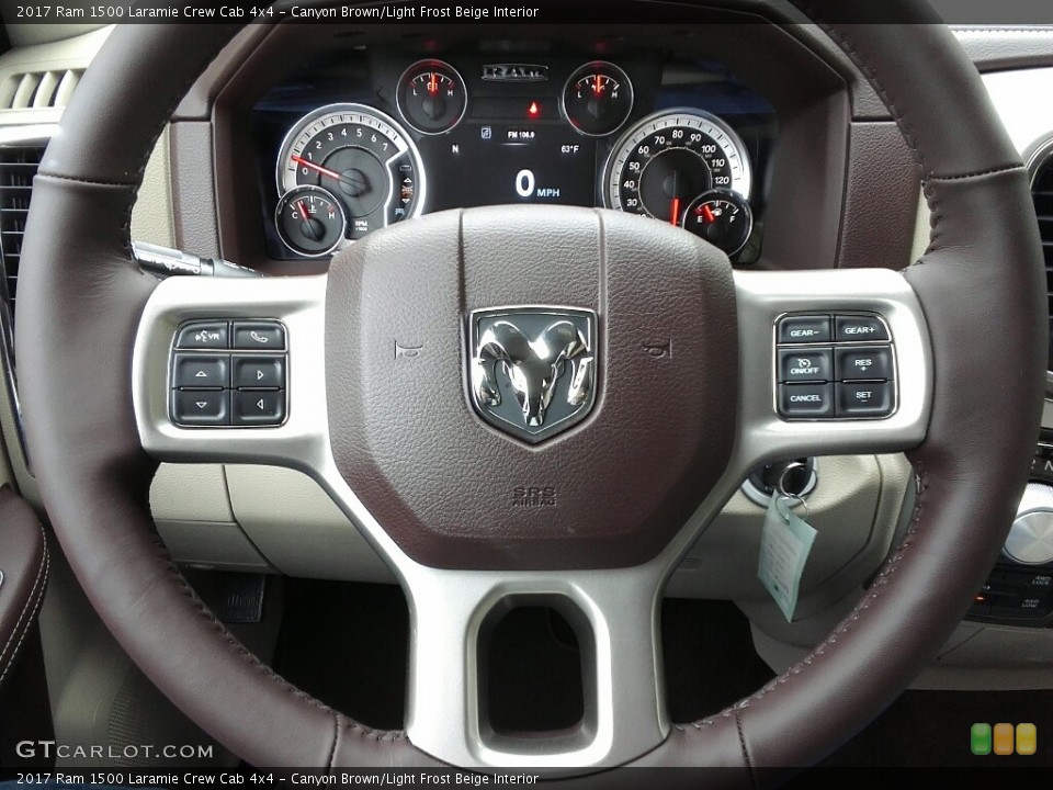 Canyon Brown/Light Frost Beige Interior Steering Wheel for the 2017 Ram 1500 Laramie Crew Cab 4x4 #119980513
