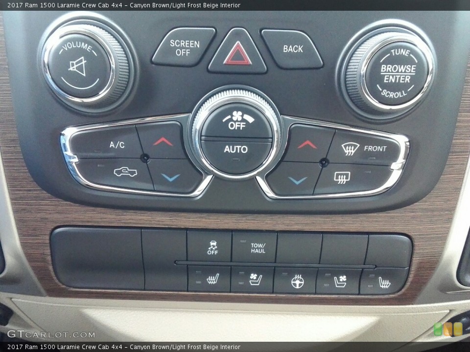Canyon Brown/Light Frost Beige Interior Controls for the 2017 Ram 1500 Laramie Crew Cab 4x4 #119980669