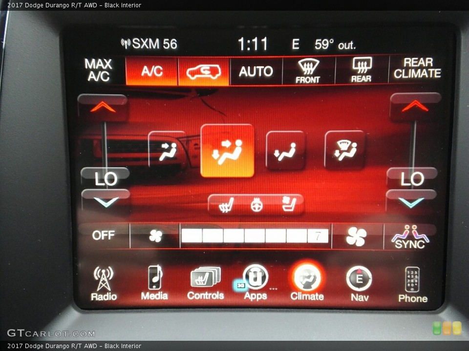 Black Interior Controls for the 2017 Dodge Durango R/T AWD #119982258