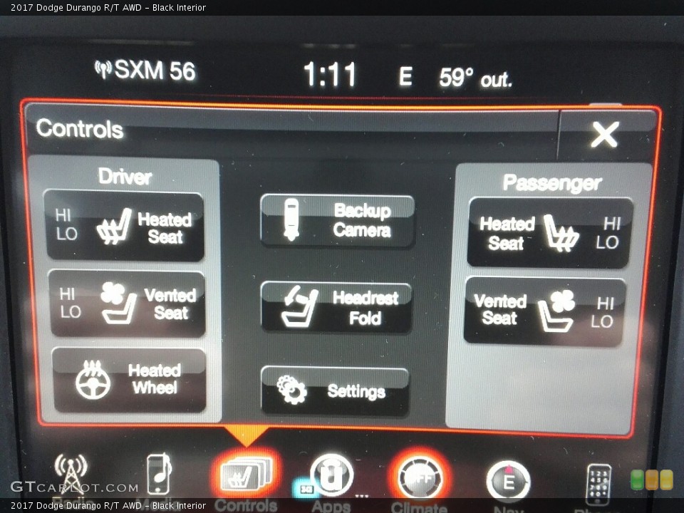 Black Interior Controls for the 2017 Dodge Durango R/T AWD #119982307