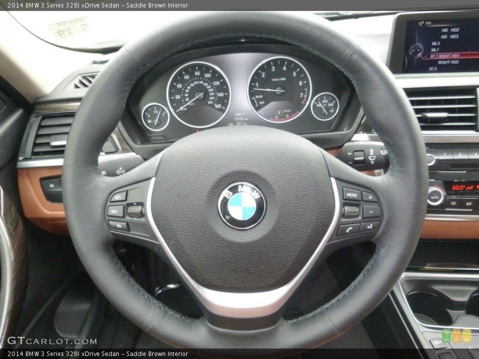Saddle Brown Interior Steering Wheel for the 2014 BMW 3 Series 328i xDrive Sedan #119999808