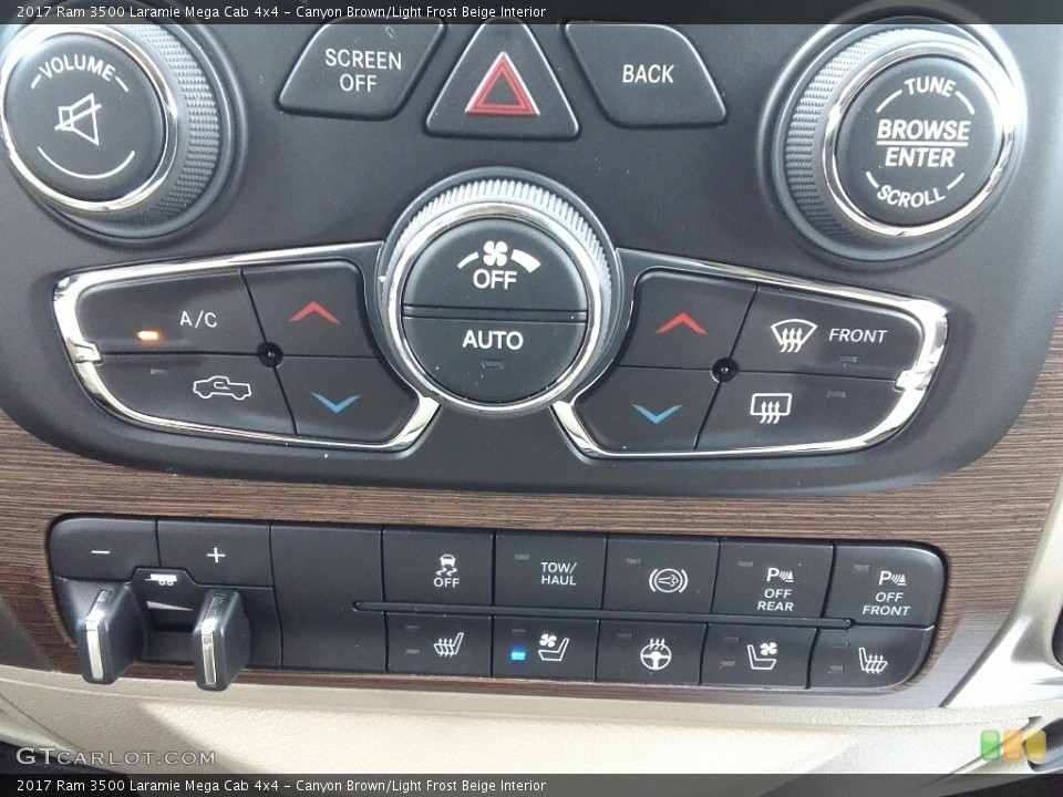 Canyon Brown/Light Frost Beige Interior Controls for the 2017 Ram 3500 Laramie Mega Cab 4x4 #120007224