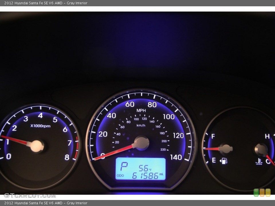 Gray Interior Gauges for the 2012 Hyundai Santa Fe SE V6 AWD #120042279