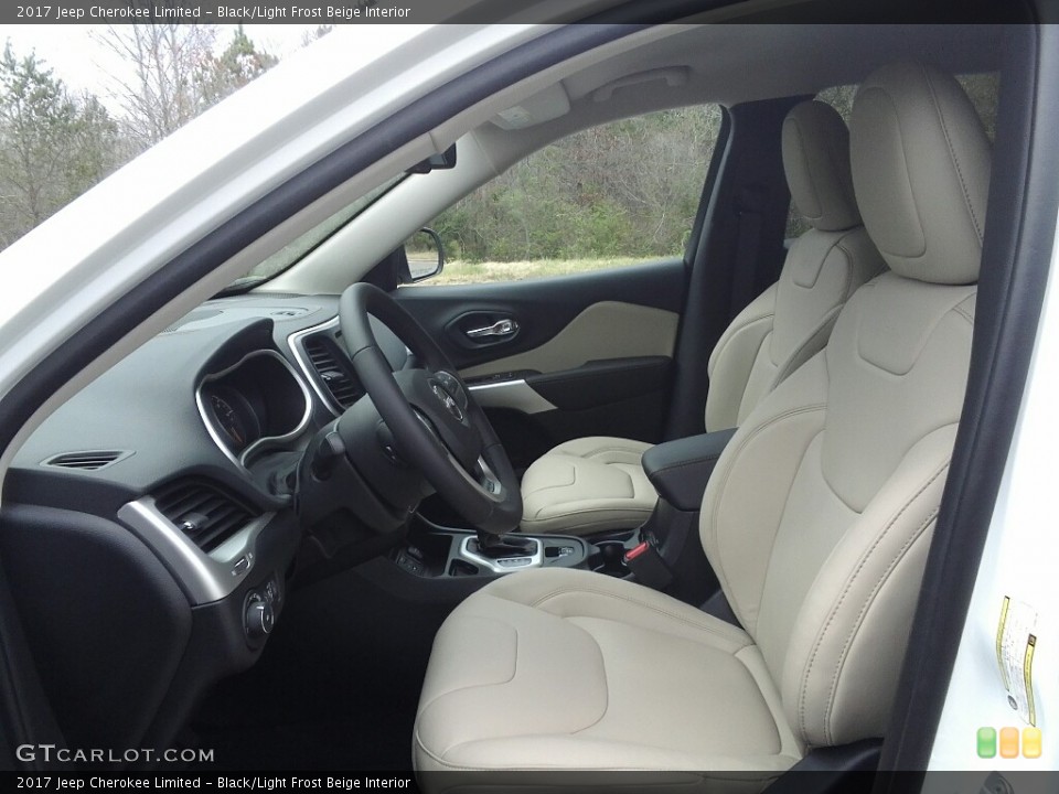 Black/Light Frost Beige Interior Front Seat for the 2017 Jeep Cherokee Limited #120114981