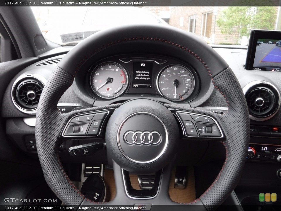 Magma Red/Anthracite Stitching Interior Steering Wheel for the 2017 Audi S3 2.0T Premium Plus quattro #120169844