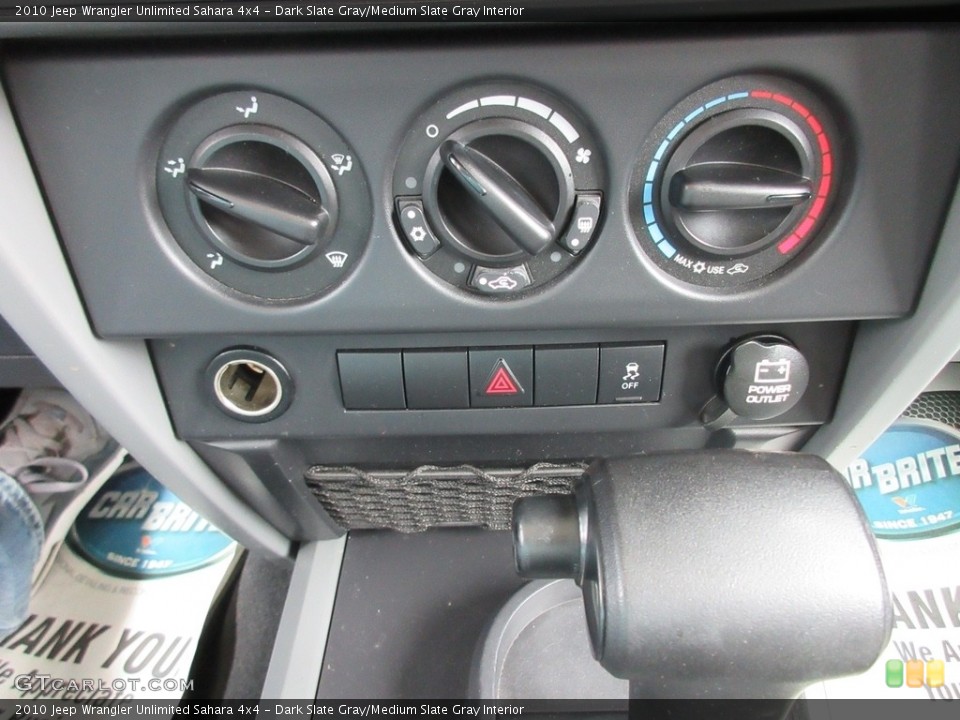 Dark Slate Gray/Medium Slate Gray Interior Controls for the 2010 Jeep Wrangler Unlimited Sahara 4x4 #120439186