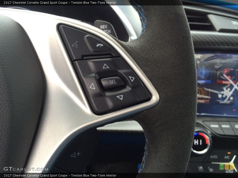 Tension Blue Two-Tone Interior Controls for the 2017 Chevrolet Corvette Grand Sport Coupe #120459593