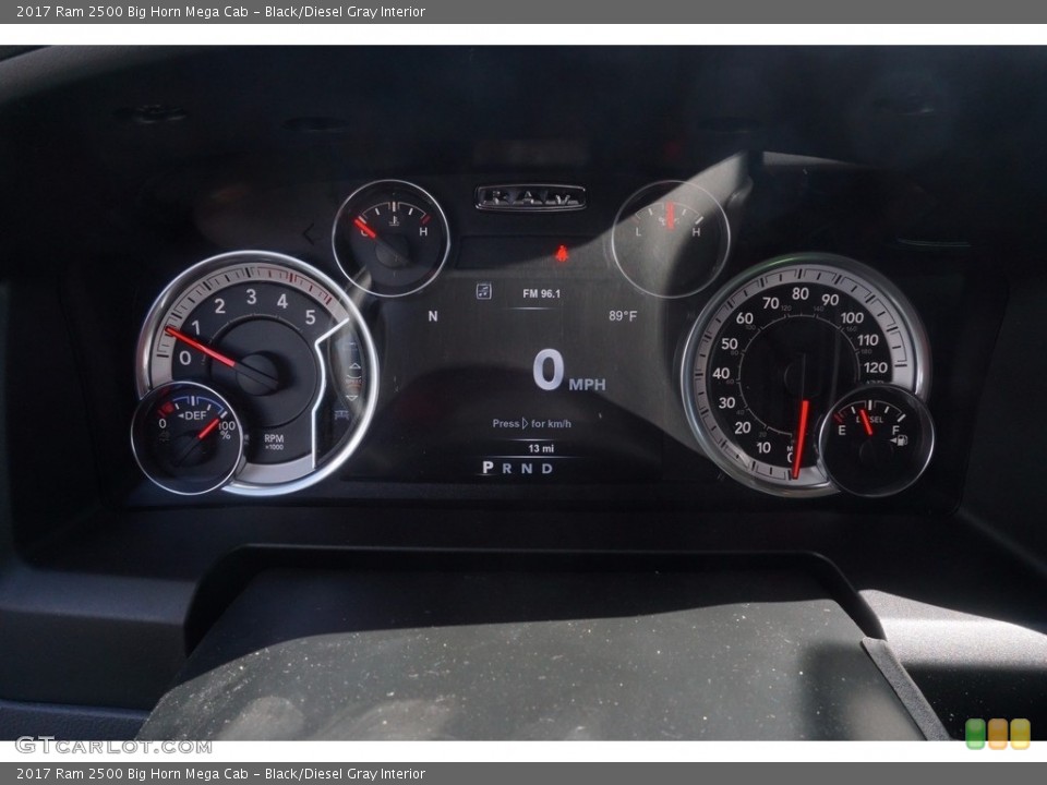 Black/Diesel Gray Interior Gauges for the 2017 Ram 2500 Big Horn Mega Cab #120511498
