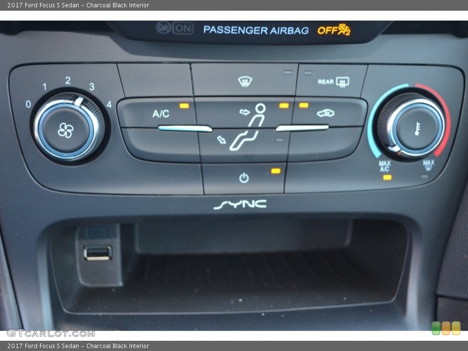 Charcoal Black Interior Controls for the 2017 Ford Focus S Sedan #120588076