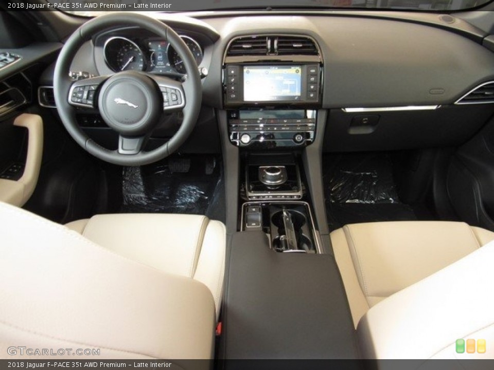 Latte Interior Dashboard for the 2018 Jaguar F-PACE 35t AWD Premium #120866570
