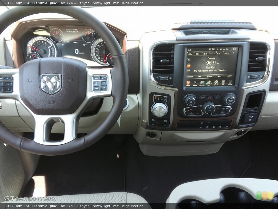 Canyon Brown/Light Frost Beige Interior Controls for the 2017 Ram 1500 Laramie Quad Cab 4x4 #121018542