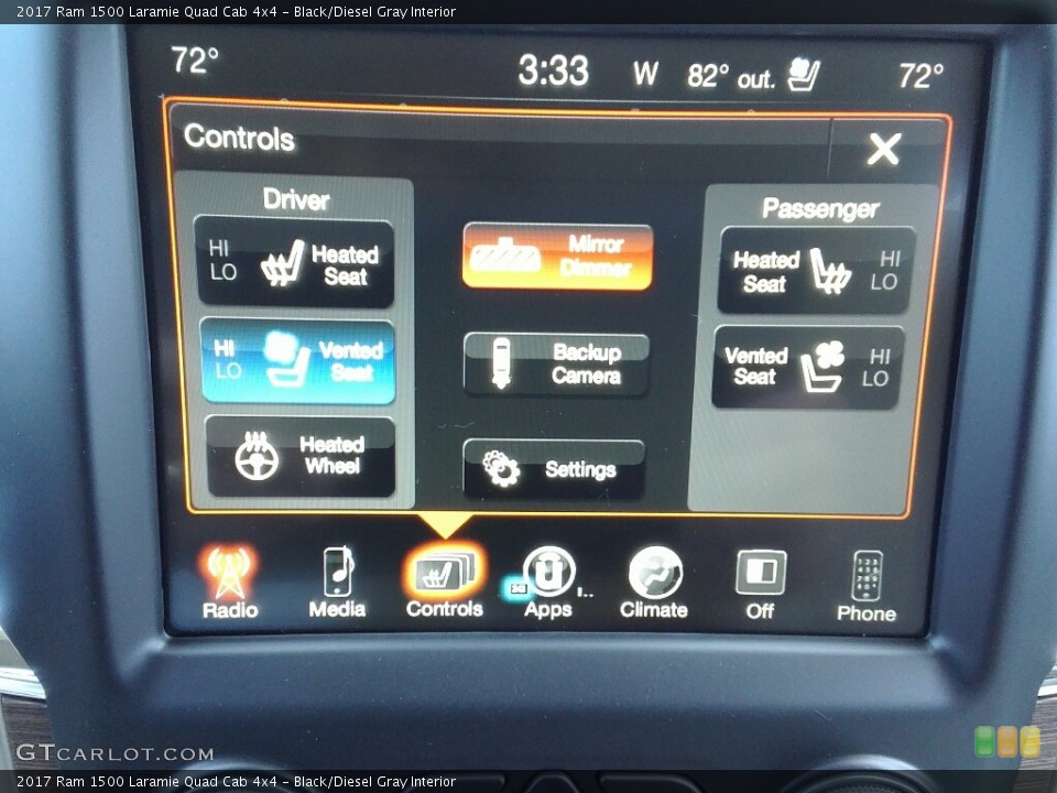 Black/Diesel Gray Interior Controls for the 2017 Ram 1500 Laramie Quad Cab 4x4 #121049465
