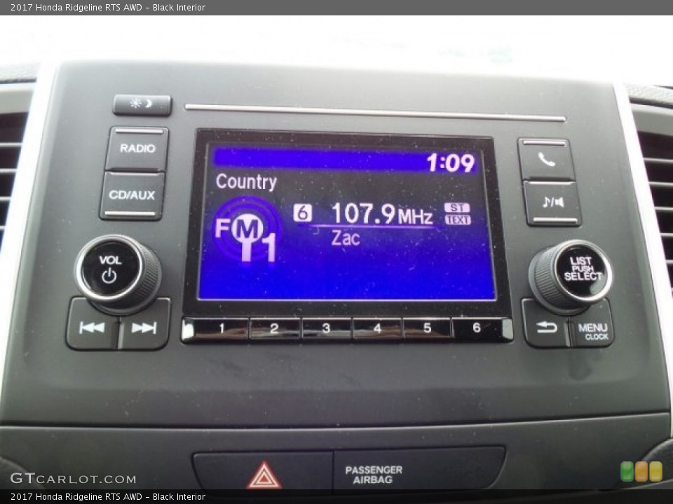 Black Interior Controls for the 2017 Honda Ridgeline RTS AWD #121105722