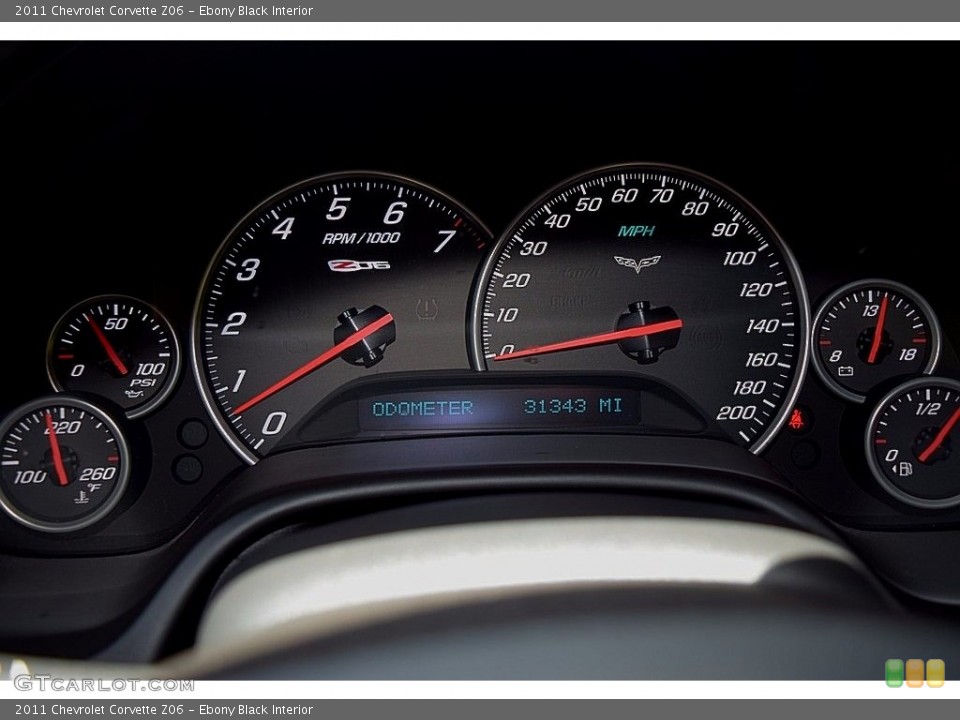 Ebony Black Interior Gauges for the 2011 Chevrolet Corvette Z06 #121261625