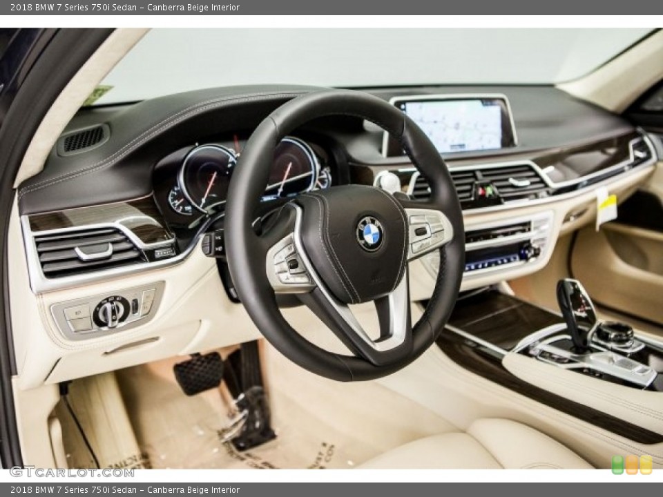 Canberra Beige Interior Dashboard for the 2018 BMW 7 Series 750i Sedan #121297415