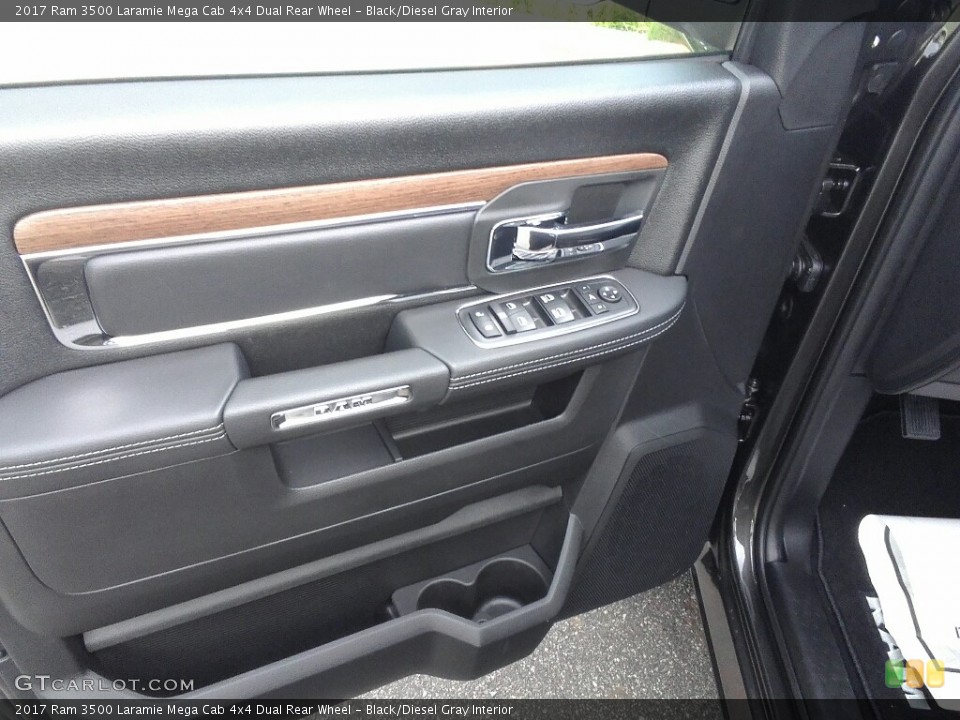 Black/Diesel Gray Interior Door Panel for the 2017 Ram 3500 Laramie Mega Cab 4x4 Dual Rear Wheel #121439702