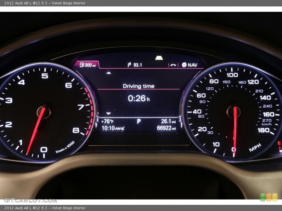 Velvet Beige Interior Gauges for the 2012 Audi A8 L W12 6.3 #121452773