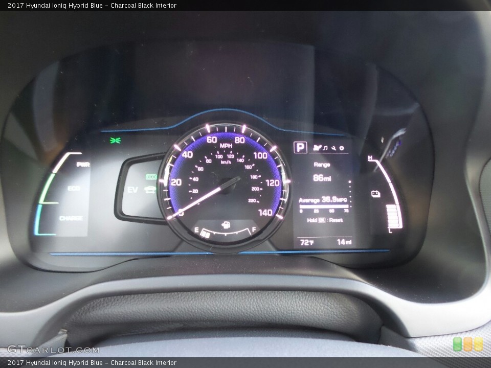 Charcoal Black Interior Gauges for the 2017 Hyundai Ioniq Hybrid Blue #121565583