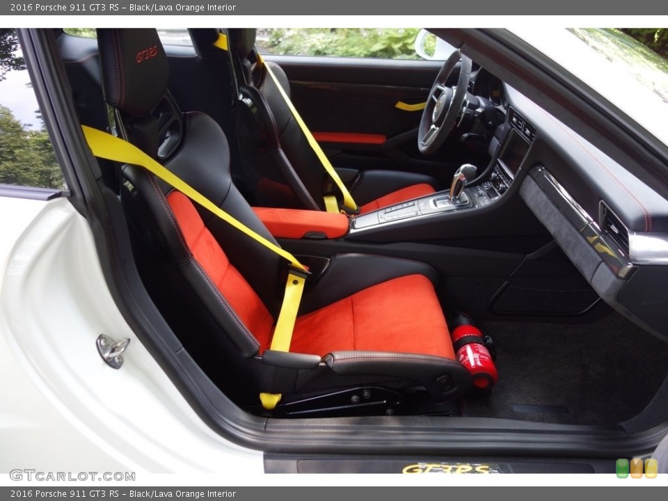 Black/Lava Orange Interior Front Seat for the 2016 Porsche 911 GT3 RS #121664130
