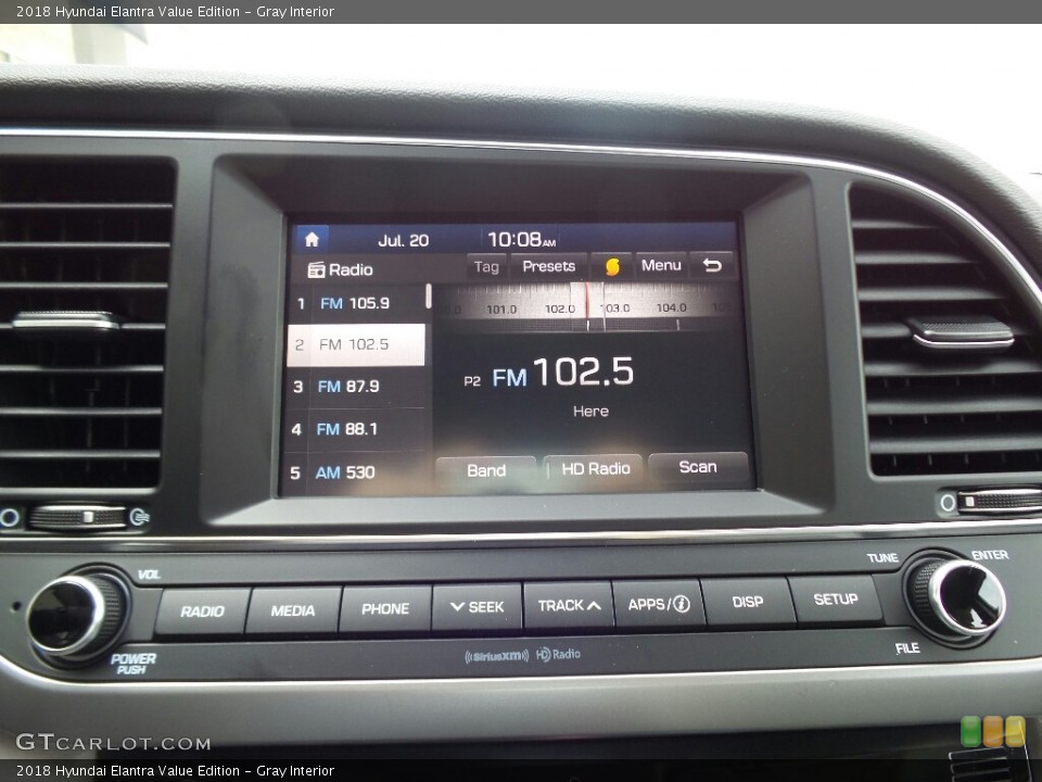 Gray Interior Controls for the 2018 Hyundai Elantra Value Edition #121752964