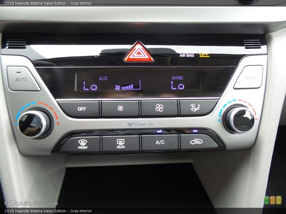 Gray Interior Controls for the 2018 Hyundai Elantra Value Edition #121753027