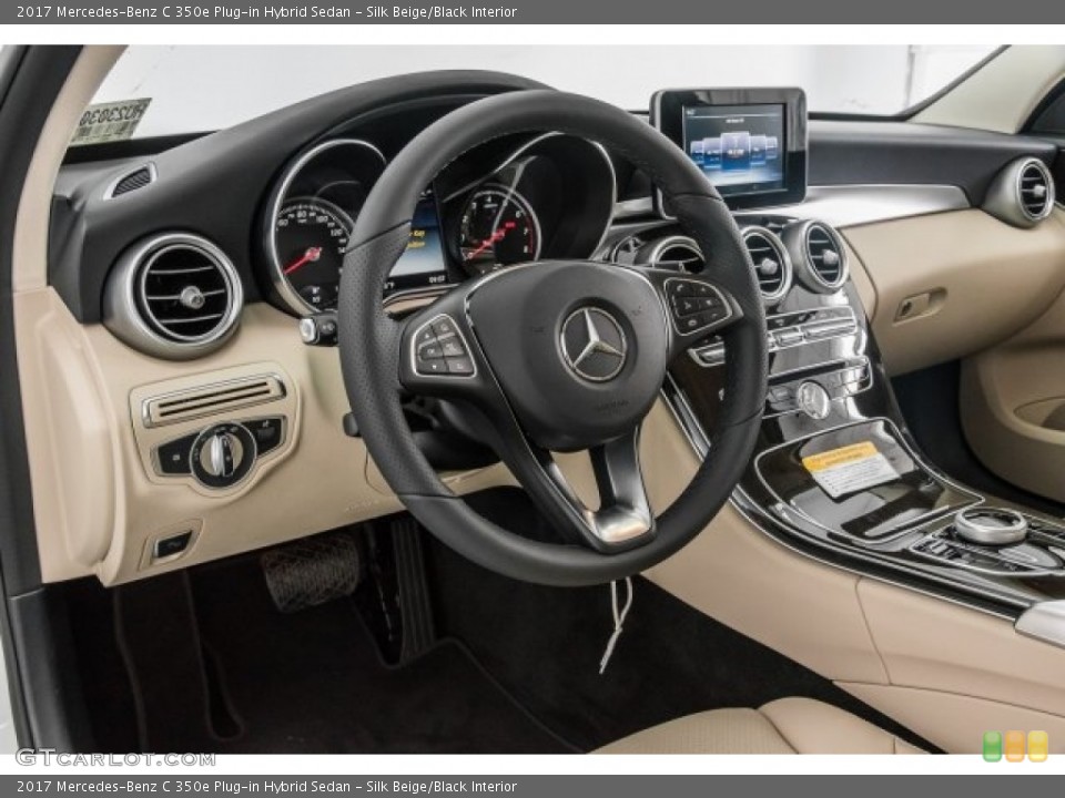 Silk Beige/Black Interior Dashboard for the 2017 Mercedes-Benz C 350e Plug-in Hybrid Sedan #121805999