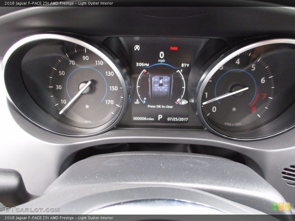Light Oyster Interior Gauges for the 2018 Jaguar F-PACE 25t AWD Prestige #121827714