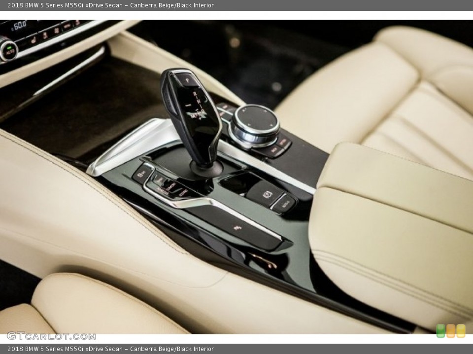 Canberra Beige/Black Interior Transmission for the 2018 BMW 5 Series M550i xDrive Sedan #121983650