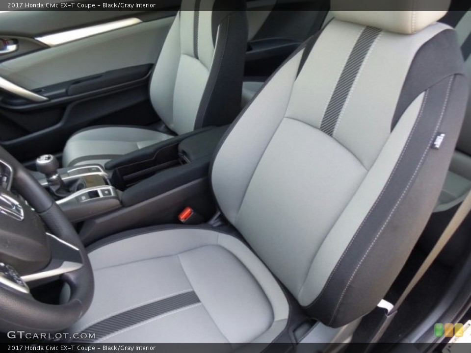 Black/Gray Interior Front Seat for the 2017 Honda Civic EX-T Coupe #122001038
