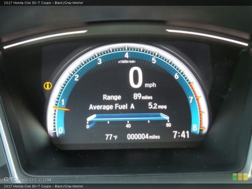 Black/Gray Interior Gauges for the 2017 Honda Civic EX-T Coupe #122001138