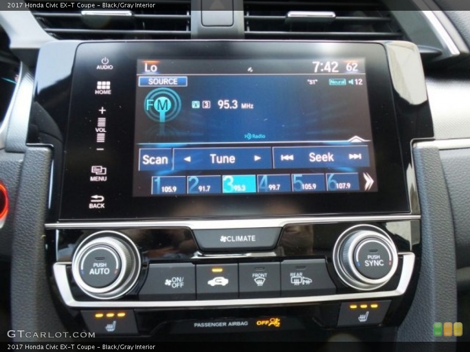 Black/Gray Interior Controls for the 2017 Honda Civic EX-T Coupe #122001273