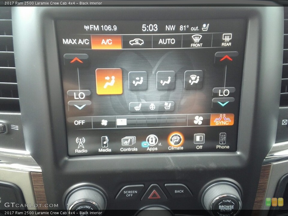 Black Interior Controls for the 2017 Ram 2500 Laramie Crew Cab 4x4 #122076941