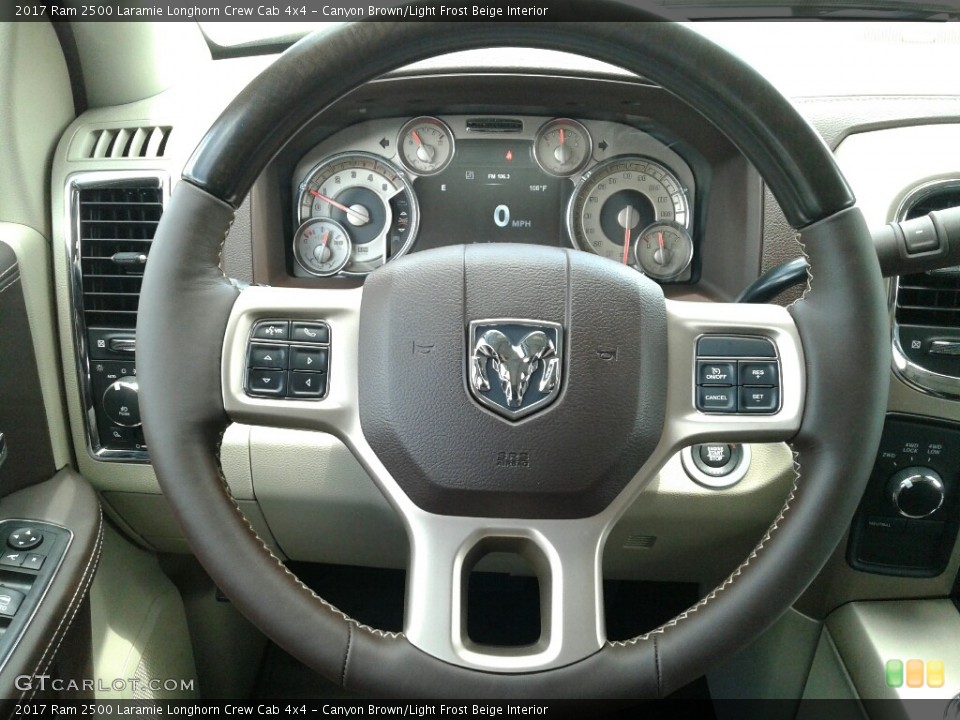 Canyon Brown/Light Frost Beige Interior Steering Wheel for the 2017 Ram 2500 Laramie Longhorn Crew Cab 4x4 #122077802