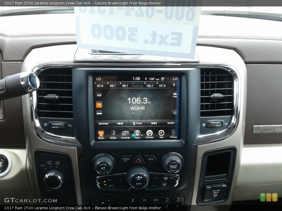 Canyon Brown/Light Frost Beige Interior Controls for the 2017 Ram 2500 Laramie Longhorn Crew Cab 4x4 #122077814