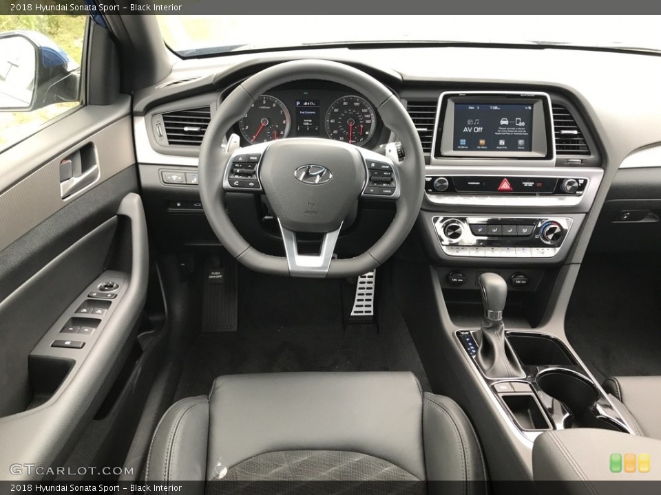 Black Interior Dashboard for the 2018 Hyundai Sonata Sport #122280539