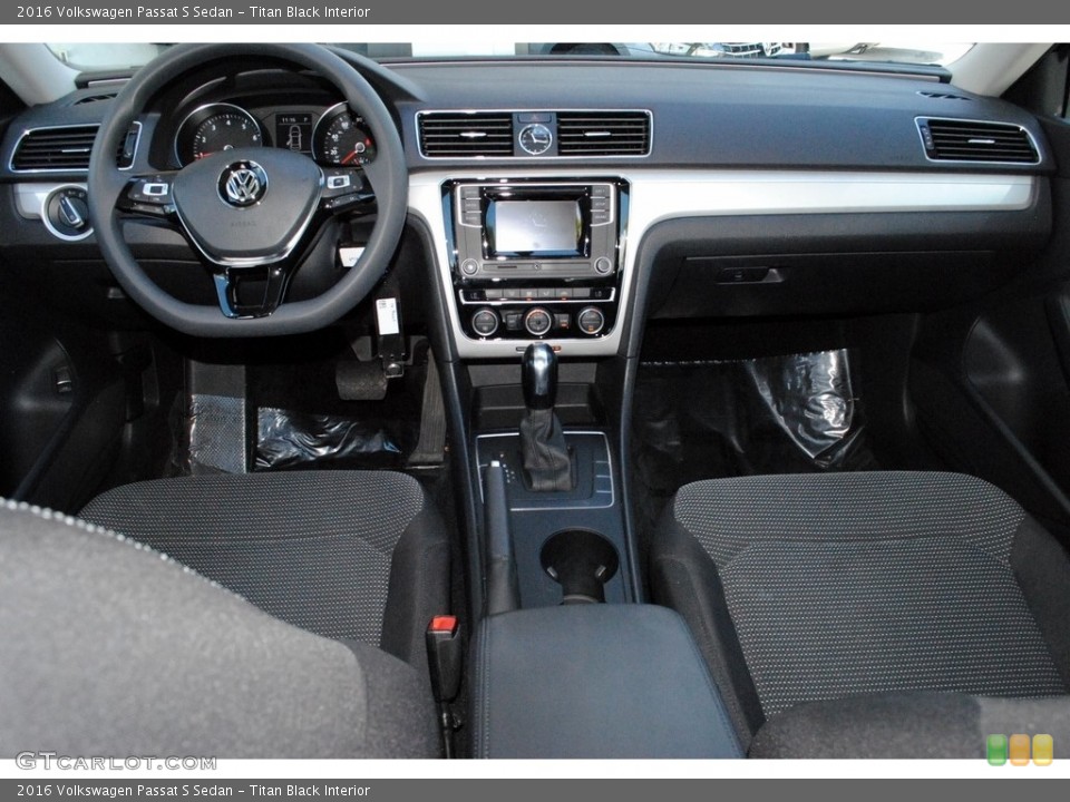 Titan Black Interior Dashboard for the 2016 Volkswagen Passat S Sedan #122300209