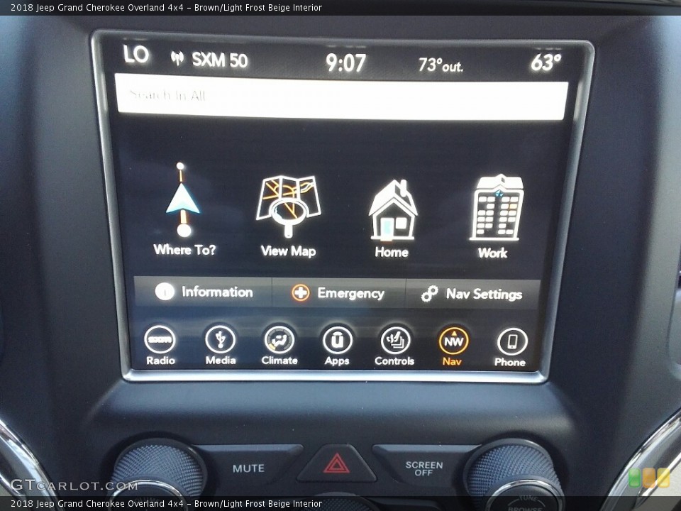 Brown/Light Frost Beige Interior Controls for the 2018 Jeep Grand Cherokee Overland 4x4 #122383258