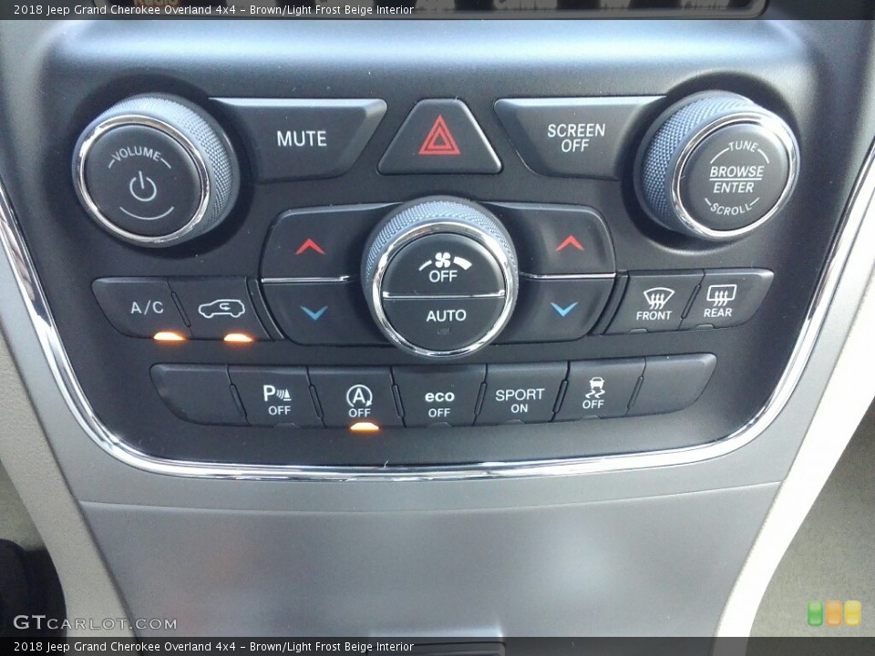 Brown/Light Frost Beige Interior Controls for the 2018 Jeep Grand Cherokee Overland 4x4 #122383309