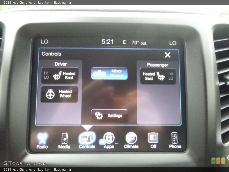 Black Interior Controls for the 2018 Jeep Cherokee Limited 4x4 #122416548