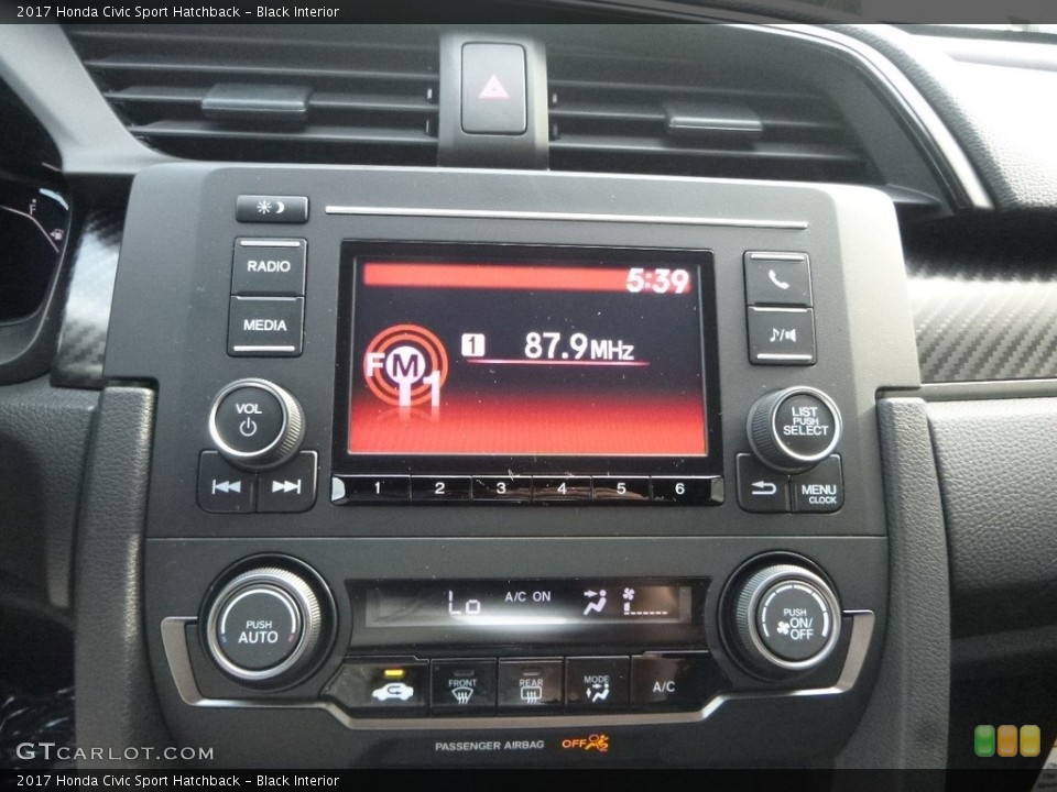 Black Interior Controls for the 2017 Honda Civic Sport Hatchback #122421903