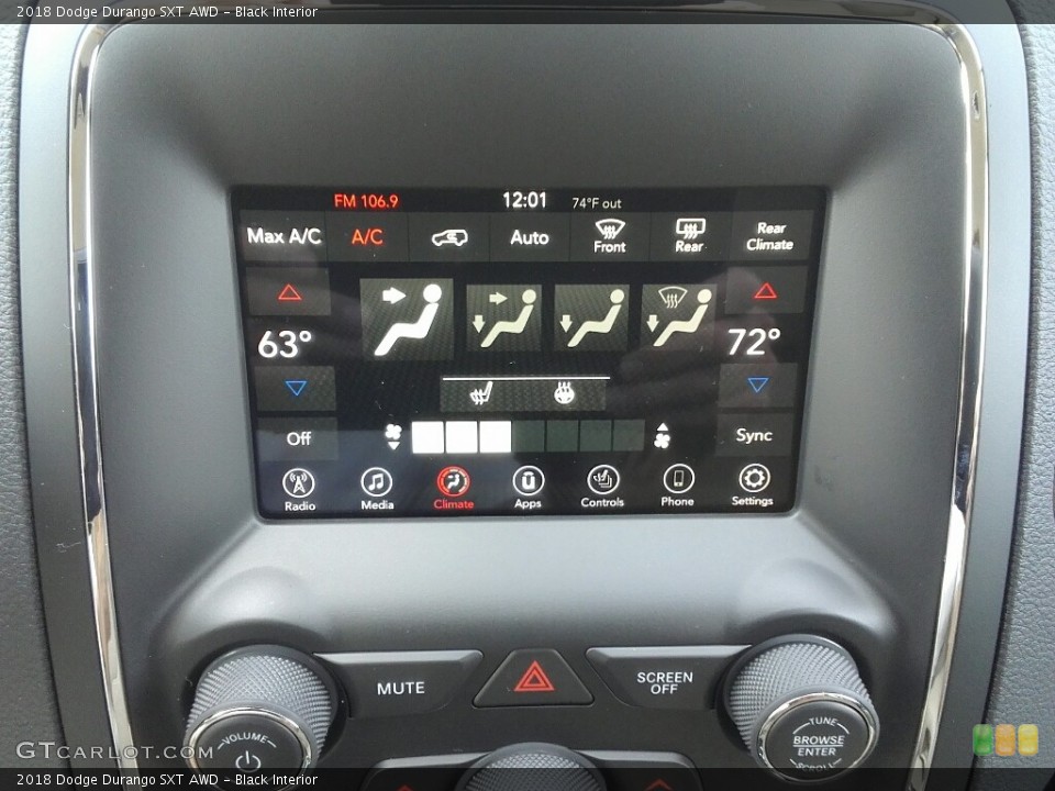 Black Interior Controls for the 2018 Dodge Durango SXT AWD #122449001