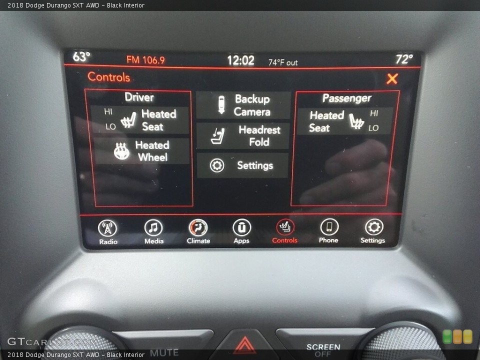 Black Interior Controls for the 2018 Dodge Durango SXT AWD #122449043