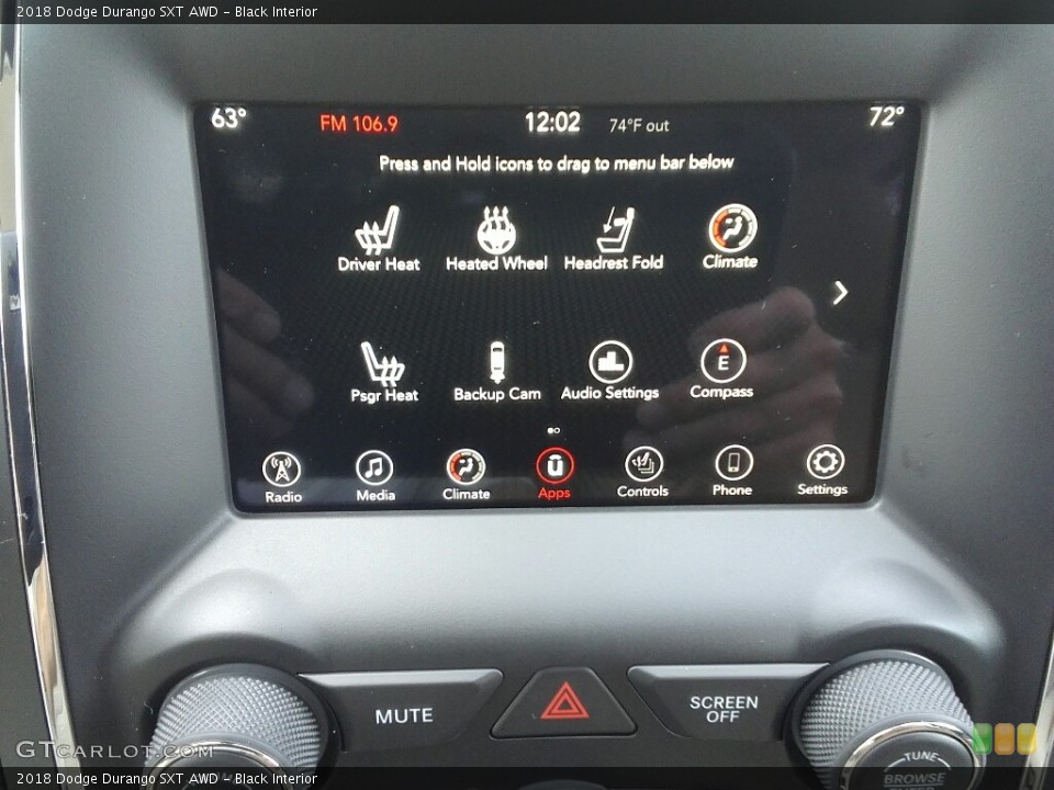 Black Interior Controls for the 2018 Dodge Durango SXT AWD #122449070