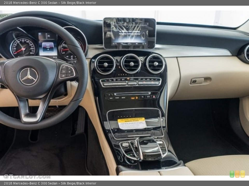 Silk Beige/Black Interior Dashboard for the 2018 Mercedes-Benz C 300 Sedan #122492306