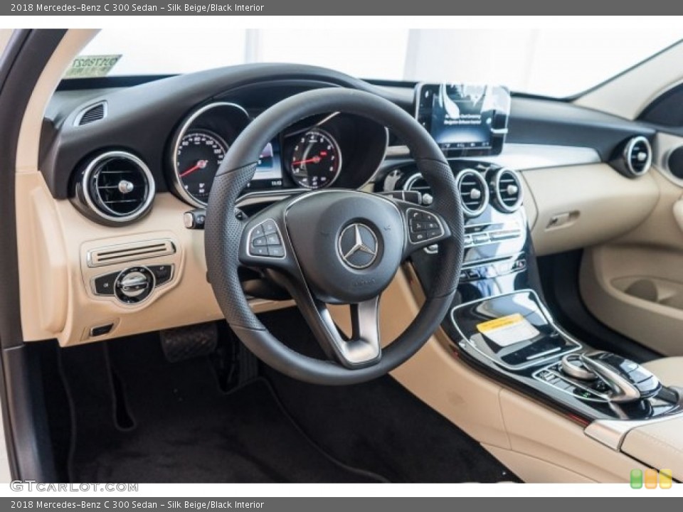 Silk Beige/Black Interior Dashboard for the 2018 Mercedes-Benz C 300 Sedan #122492318