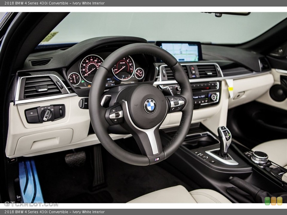 Ivory White Interior Dashboard for the 2018 BMW 4 Series 430i Convertible #122567499