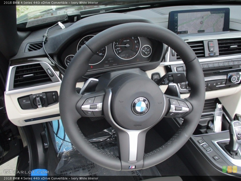 Ivory White Interior Steering Wheel for the 2018 BMW 4 Series 440i xDrive Convertible #122708765